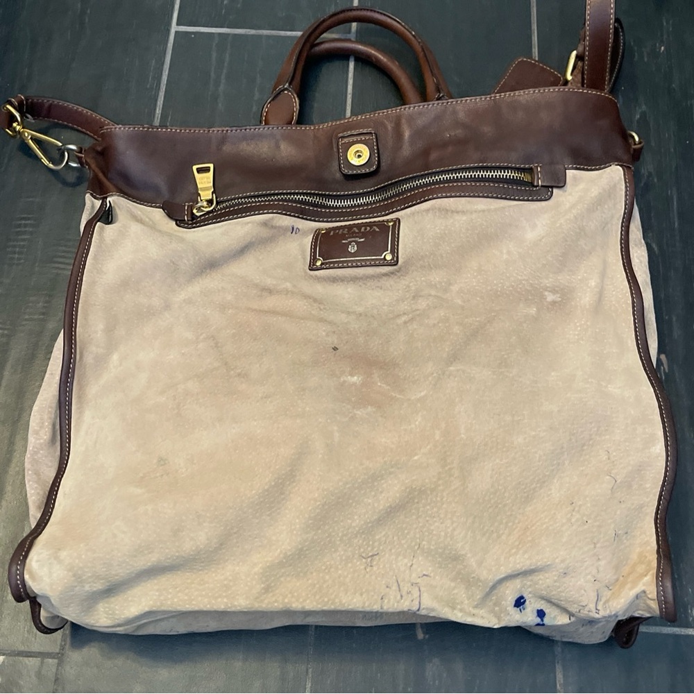 Prada Womens Leather Gold Tone Hardware Top Handle Tote Bag Brown - Picture 16 of 16